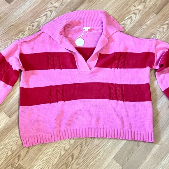 NWT,Anthro’s Oddy,Pink & Red Striped Oversized Sweater,Soft, Strechy, Size 1X - Picture 11 of 13